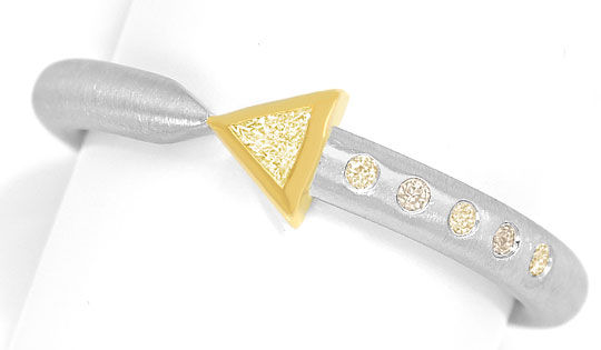 Foto 2 - Platin-Gold-Ring 0,16ct Diamant Triangel und Brillanten, S3349